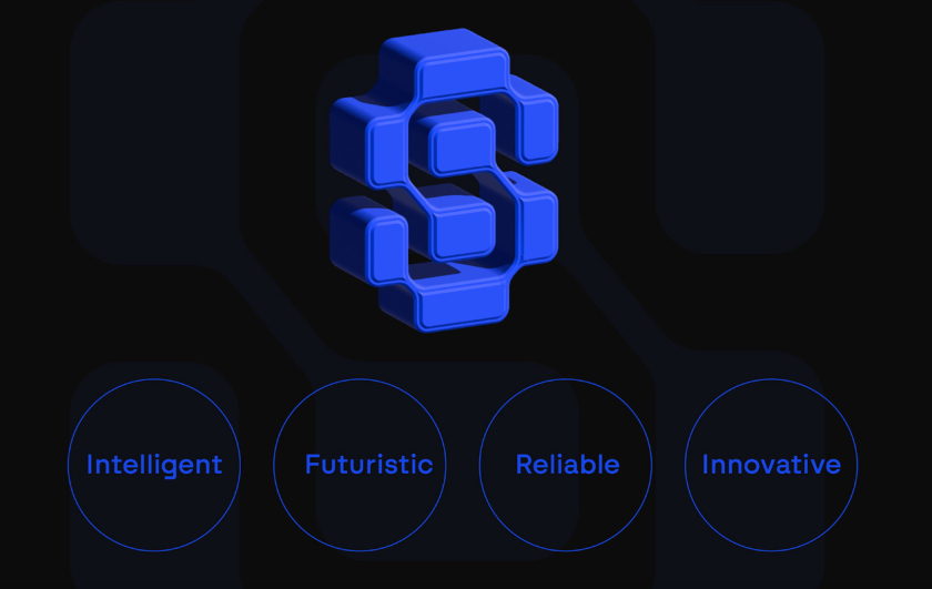 Snaptek 人工智能尖端科技品牌S字母logo設計vi設計，藍色科技風