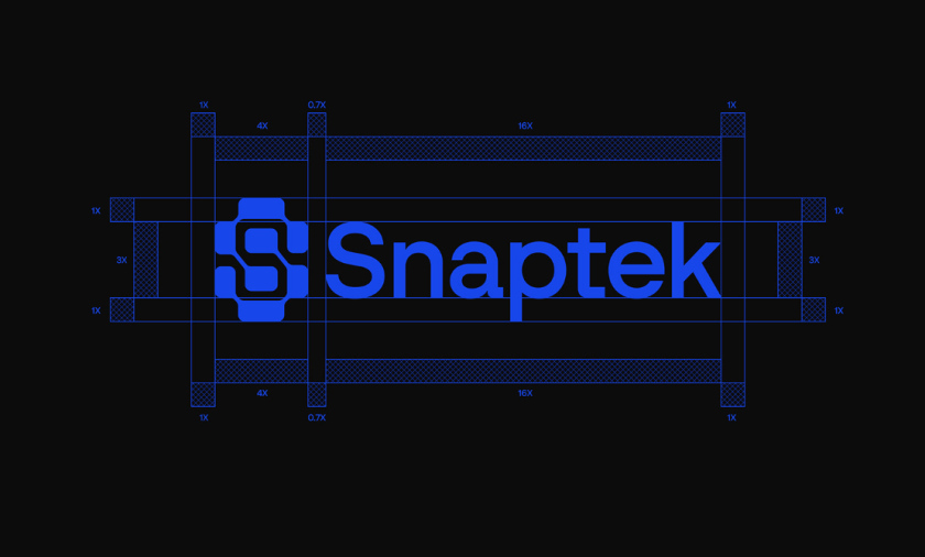 Snaptek 人工智能尖端科技品牌S字母logo設計vi設計，藍色科技風