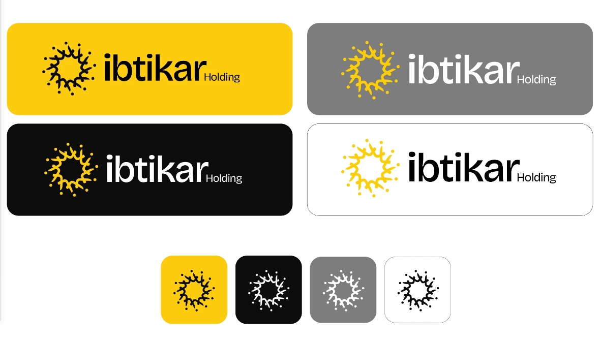 Ibtikar 投資控股公司logo設計企業形象vi設計類似旋轉太陽構圖