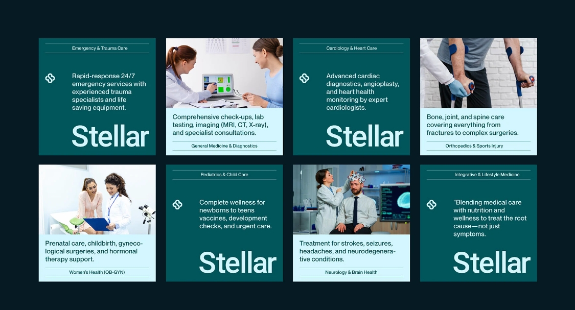 Stellar 醫院logo設計vi設計，融合多個醫療元素-上海logo設計公司