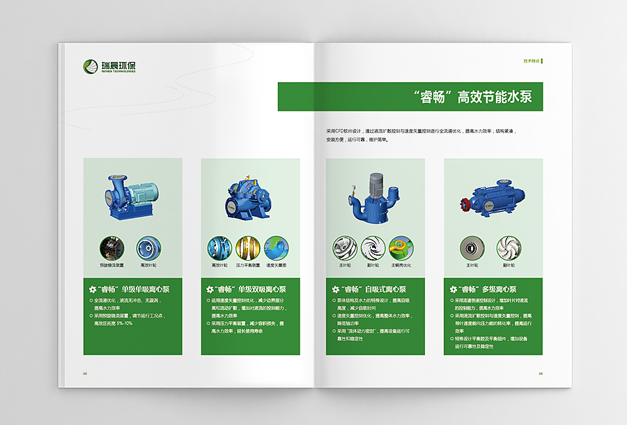 瑞晨環保水泵風機工業產品宣傳手冊設計