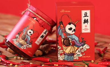 天府途禮豆瓣醬辣醬包裝設計“熊貓川劇戲劇插畫”